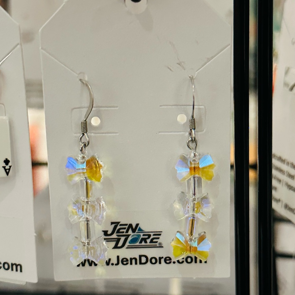 JenDore Handmade Bow Dangle Drop Earrings Hypoallergenic Tarnish Resistant